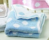 SOFTKNIT POLKA DOT BLANKET - BLUE